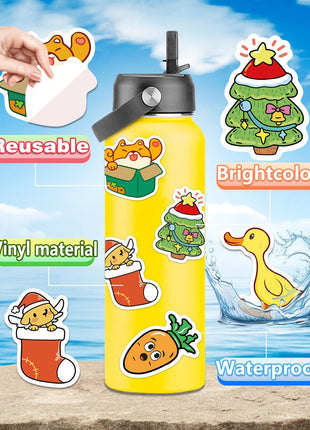 Apakkai 600 Pcs Cute Stickers for Kids, Water Bottle Stickers for Teens, Kawaii Vinyl Phone Laptop Skateboard Animal Waterproof Sticker, Bulk Aesthetic Sticker Packs for Boys Girls Teacher