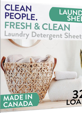 The Clean People Laundry Detergent Sheets - Laundry Soap - Ultra Concentrated, Recyclable Packaging, Stain Fighting - Fresh Scent, 32 Pack