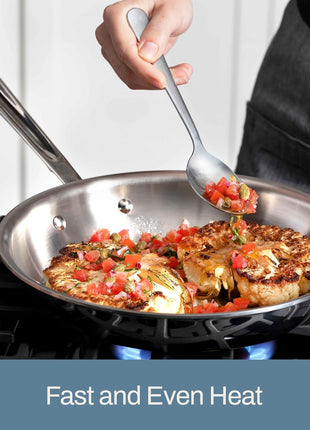 All-Clad D3® Stainless Steel 12 inch Frying Pan With Lid- Made in the USA- The Original Bonded Professional Cookware- Oven Safe & Induction Compatible