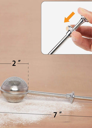 HULISEN Flour Duster for Baking, One Handed Operation, 304 Stainless Steel Powdered Sugar Shaker Duster, Pick Up and Dust Flour Sifter, Gift Package