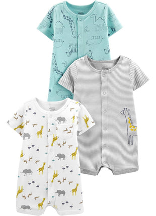 Simple Joys by Carter's Baby Boys 3-Pack Snap-up Rompers, Navy Stripe/Red Construction/White Alligator, 6-9 Months