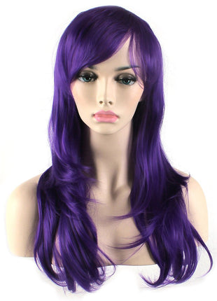 Akstore 28 inch Fashion Wigs Long Wavy Curly Hair Cosplay Wig (Purple)