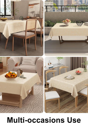 Smiry Rectangle Table Cloth, Waterproof Heavy Duty Vinyl Tablecloths, Wipeable Washable Table Cover for Kitchen and Dining Room (Beige, 60 inch x 84 inch)