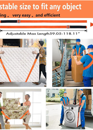 Moving Straps Lifting(Padded) one Person 2-Person Lifting and Moving System Appliance,for Harness Moving Mattress Couch Furniture Heavy Things,Suitable Professional Moving Body Strap Wrist Strap