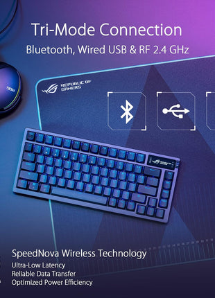 ASUS ROG Azoth Wireless Mechanical Gaming Keyboard 75% TKL, Tri-Mode Connectivity, Hot Swappable Pre-lubed ROG NX Storm Clicky Switches, PBT Keycaps, RGB, OLED Display, PC/Mac Support - Black