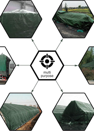 CARTMAN 8x10Ft Multipurpose Waterproof Poly Tarp Cover 8 Mil, Green | Reinforced edges, metal grommets every 36in, 10x10 weave, fits camping, emergency shelter, outdoor gear & cargo protection