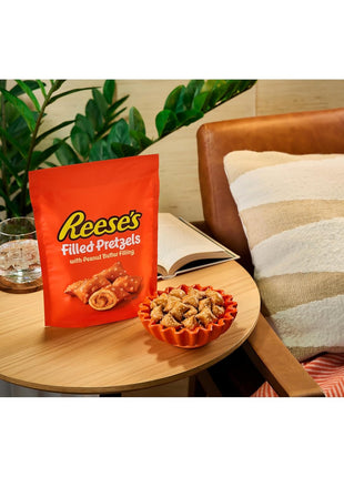Reese's Filled Pretzels Peanut Butter Nuggets Jar, 18 oz | Peanut Butter Filled Pretzel Nuggets, Crunchy Shell, Sweet and Salty Snack, Resealable Jar for Sharing, 18 oz