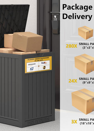Package Delivery Box for Outside with Sign, 48 Gallon Storage with Lockable Secure, Large Double Wall Resin Outdoor Package Delivery Waterproof