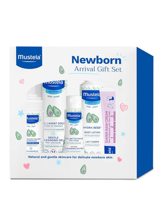 Mustela Newborn Arrival Gift Set - Baby Skincare & Bath Time Essentials - Natural & Plant Based - 5 Items Set