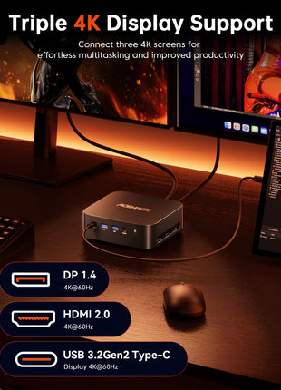 ACEMAGICIAN Kron Mini K1 Mini PC, Ryzen 7 7735HS, 24GB LPDDR5 512GB SSD Mini Computers(up to 4.75Ghz), Micro Desktop 4K Triple Display Bluetooth/WiFi6/Office(Upgraded 7730U/7430U/5800H)