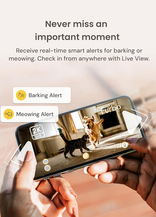 Furbo Mini 360° 2K QHD Pet Camera: Basic See, Talk & Toss Features, No AI Alerts, No Subscription Required, Dog & Cat Rotating Treat Dispenser w/Phone App, Smart Indoor Cam, 2-Way Audio & Night Vision