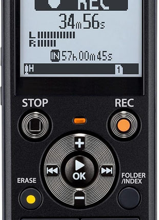 OM SYSTEM WS-883 Digital Voice Recorder with Built-in Stereo Microphones, Direct USB, Noise Cancel, Simple Mode, Low-Cut Filter, Intelligent Auto Mode, 8 GB Memory and VCVA