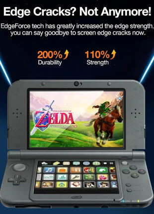KOOWOD 4 in 1 Tempered Glass Screen Protector + HD Clear Crystal PET Screen Protective Film + USB Charger Cable Accessories Compatible with 3DS XL and New 3DS XL