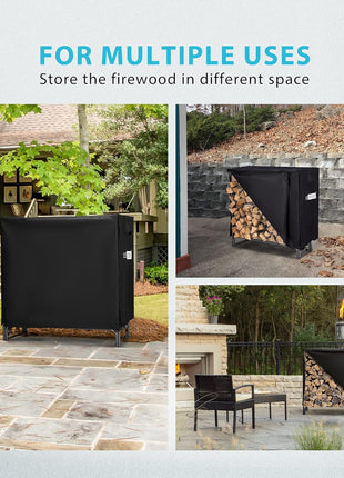VIVOHOME 4ft Heavy Duty Indoor Outdoor Firewood Storage Log Rack and Cover Combo Set with Zipper