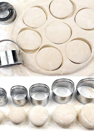 HULISEN Biscuit Cutter Set (5 Pieces/Set), Round Cookies Cutter with Handle, Professional Baking Dough Tools, Gift Package