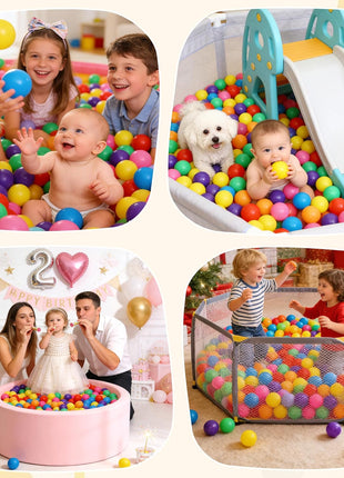 Hovenlay Ball Pit Balls Phthalate Free BPA Free Crush Proof Plastic - 7 Bright Colors in Reusable Play Toys for Kids with Storage Bag | Phthalate Free, BPA Free, Crush Proof Play Toys, Reusable Storage Bag