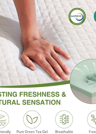 EGOHOME Full Size Memory Foam Mattress, 8 Inch Bed Mattress in A Box with Cooling Green Tea Gel, Pressure Relief with Medium Firm Support, CertiPUR US Certified, 75''L x 54''W, ??7.3 pounds White