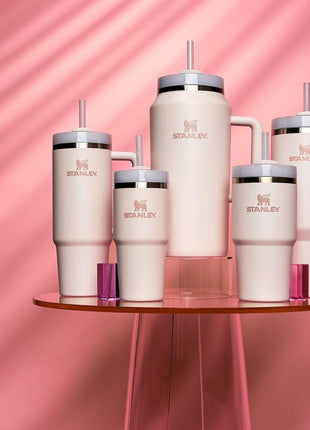 STANLEY Quencher H2.0 Flow State Tumbler, 14 oz, Rose Quartz 2.0 | Straw and 3-Position Lid | Cup Holder Compatible for Travel | Insulated Stainless Steel Cup | BPA-Free