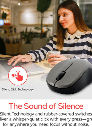 Verbatim 2.4G Wireless LED Silent Mouse - Noiseless and Silent Click Computer Mouse with Nano Receiver for Mac and PC - Graphite