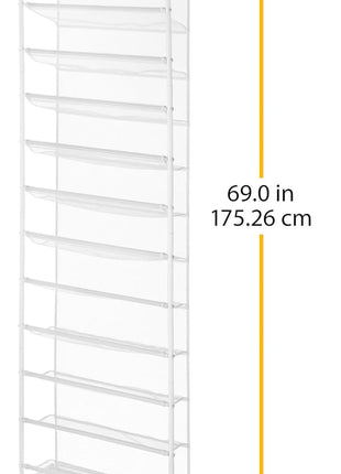 Whitmor Over the Door Shoe Organizer   Holds up to 36 Pairs of Shoes   Metal & Mesh   White