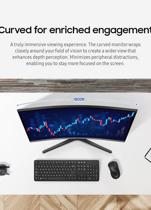 Samsung 32-inch S3 (S39GD) FHD 100Hz Curved Monitor, Game Mode, Eye Saver Mode, Multiple Connectivity with HDMI Port, Built-In Speakers, LS32D396GANXZA, 2025