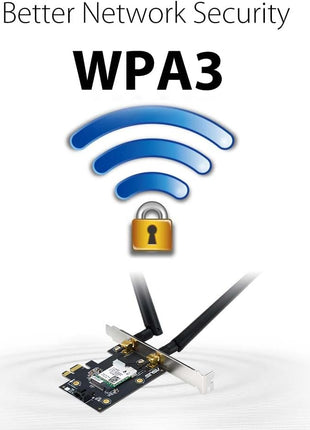 ASUS AX1800 PCIe WiFi Adapter (PCE-AX1800) - WiFi 6, Bluetooth 5.2, Ultra-Low Latency Wireless, 2 External Antenna, Supporting Total Data Rate up to 1800Mbps, WPA3 Network Security, OFDMA and MU-MIMO