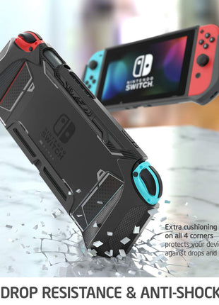 Mumba Dockable Case Compatible for Nintendo Switch (2017 Release), [Blade Series] TPU Grip Protective Cover Case with Ergonomic Design and Comfort Grip,Original Switch Case Accessories (Black)