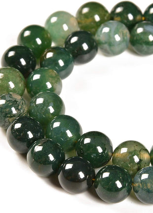 45pcs 8mm Natural Green Moss Agate Gemstone Round Spacer Loose Stone Beads for Jewelry Making 15.5 inch 1 Strand (Green Moss Agate, 8mm 45Beads)