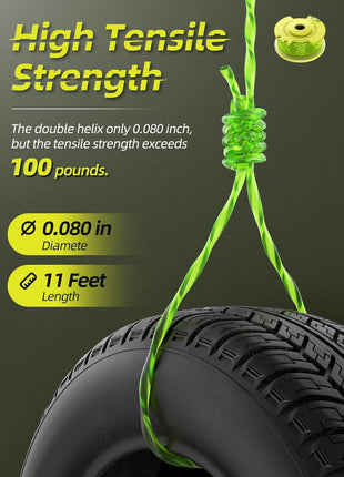 Trimmer String for Ryobi One Plus+ AC80RL3,11 FT/0.080-Inch,Spool Replacement Compatible with Ryobi 18v, 24v, and 40v Cordless Trimmers (9 Pack Trimmer Line & 2 Pack Trimmer Cap)