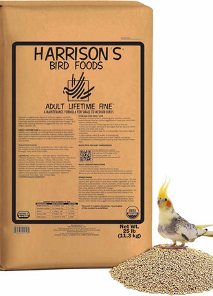 Harrison's Bird Foods Bird Food Adult Lifetime Fine Certified Organic Non-GMO Formula Bird Food 1lb