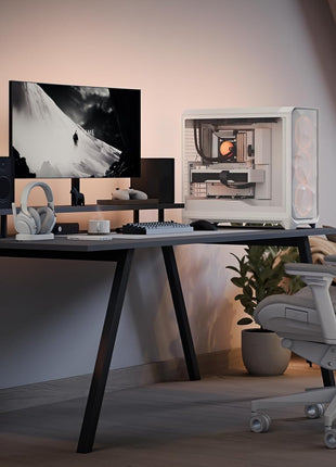 Fractal Design Meshify 3 XL White Tempered Glass Clear Tint - High Airflow PC Gaming Case - Mesh Front Panel - Three ARGB Momentum 14 Gen 2 Fans Included - Spacious Interior - GPU up to 512mm