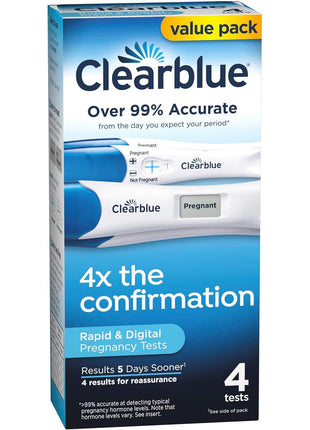 Clearblue Pregnancy Test Combo Pack, 4ct - Digital with Smart Countdown & Rapid Detection - Value Pack