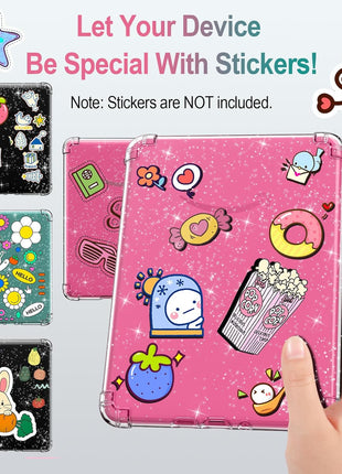 MoKo Case for All-New 7 inch Kindle Paperwhite (12th Generation-2024) and Kindle Colorsoft Signature Edition 2024 Ultra Thin Clear Flexible Transparent TPU Skin Bumper Back Cover Shell, Clear Glitter