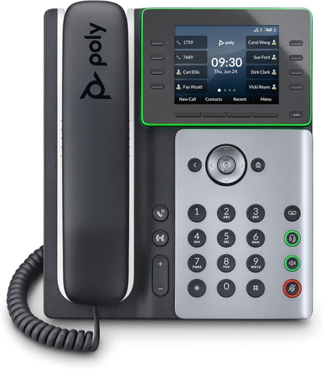 Poly Edge E350 IP Phone - Corded - Corded/Cordless - Wi-Fi, Bluetooth, NFC - 3 Multiple Conferencing - Desktop, Wall Mountable - Black - TAA Compliant - VoIP - 3.5" LCD - IEEE 802.11a/b/g/n/ac - 2 x N