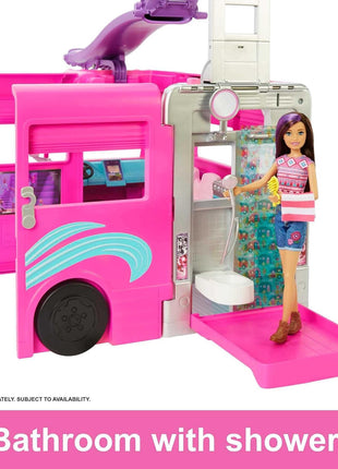 Barbie Camper, Doll Playset with 60 Accessories, 30-Inch-Slide and 7 Play Areas, Dream Camper (Amazon Exclusive)