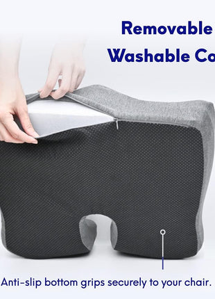 Cushion Lab Patented Pressure Relief Seat Cushion for Long Sitting Hours on Office & Home Chair - Extra-Dense Memory Foam for Soft Support. Car Pad for Hip, Tailbone, Coccyx, Sciatica - Black