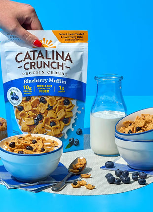 Catalina Crunch Protein Cereal   Breakfast Cereal with 10g of Protein, No Added Sugar   Gluten Free, Keto Friendly   Blueberry Muffin   8 oz. Bag (Pack of 1)