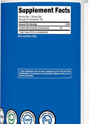 Nutricost Creatine Monohydrate Micronized Powder 500G, 5000mg Per Serv (5g)   100 Servings, 17.9 Oz