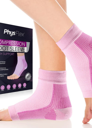 PhysFlex Ankle Brace Socks - Ankle Compression Sleeve - Foot Brace for Women & Men - Tendonitis & Arthritis Ankle Support Sports Running, Plantar Fasciitis Relief & Stabilizing Ankle Wrap