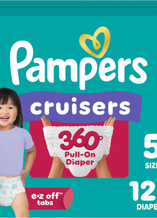 Pampers Diapers - Cruisers 360 - Size 5, 128 Count, Babyproof up to 100% Leakproof Pull-On Diaper