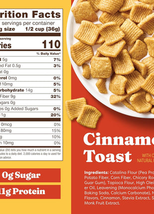 Catalina Crunch Protein Cereal | Sugar Free Breakfast Cereal with 11g of Protein | Gluten Free, Keto Friendly | Cinnamon Toast   9 oz. Bag (Pack of 1)