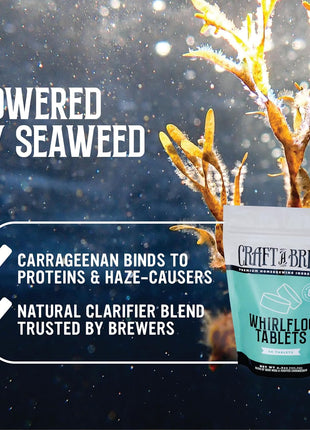 Craft A Brew - Whirlfloc Tablets - Brew Clearer Beer - For At Home Beer Brewing - Reduces Haze of At Home Brewed Beer - Blend of Irish Moss & Purified Carrageenan - Use on Brew Day - 50 Count Tablets