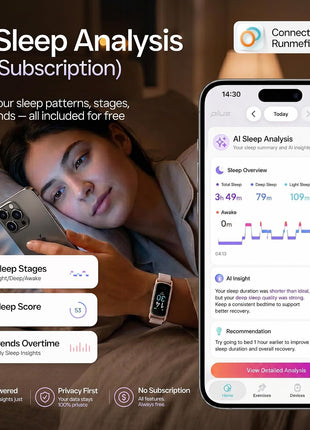 Lightweight Activity & Fitness Tracker with Subscription-Free App Control, AI Sleep Insights, 24/7 Heart Rate & Blood Oxygen Tracking, 16 Sport Modes, Waterproof Smart Watch for Men & Women