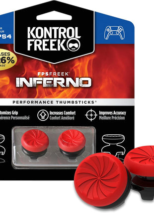 KontrolFreek FPS Freek Inferno for PlayStation 4 (PS4) and PlayStation 4 (PS5) Controller | Performance Thumbsticks | 2 High-Rise Concave | Red