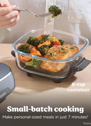 Ninja Crispi Glass Air Fryer, 4-in-1, Grey, FN101GY | Max crisp, bake, air fry, recrisp, 450F max, 4 Qt and 6 Cup containers, PFAS-free glass