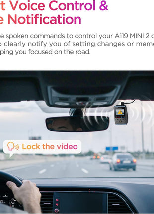 VIOFO Dash Cam A119 Mini 2, STARVIS 2 Sensor, 2K 60fps/HDR 30fps Voice Control Car Dash Camera with 5GHz Wi-Fi GPS, Night Vision 2.0, 24H Parking Mode, Supercapacitor (SD Card Not Included)