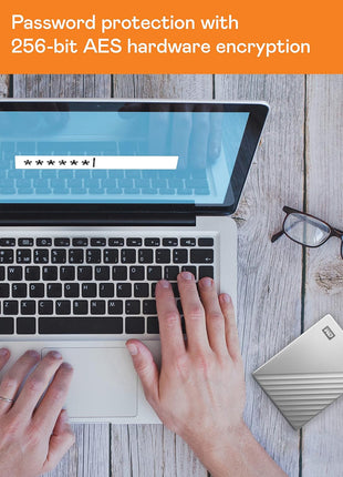 WD 4TB My Passport Ultra, Silver, Portable External Hard Drive, backup software with defense against ransomware, and password protection, USB-C and USB 3.1 - WDBFTM0040BSL-WESN