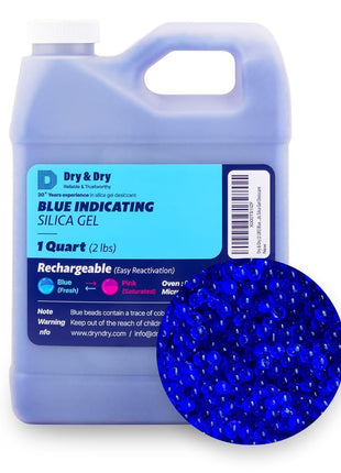 Dry & Dry Blue Indicating Silica Gel Beads Desiccants (Industry Standard 3-5 mm) - Reusable Desiccant Beads Silica Beads(Blue to Pink) - 2 lbs