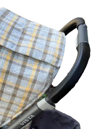Baby Stroller Leather Armrest Handle Cover Compatible with Uppababy Vista V1/V2 Stroller, Bumper Sleeve Case Bar Protective Covers Pram Accessories (for mom Handle Black)