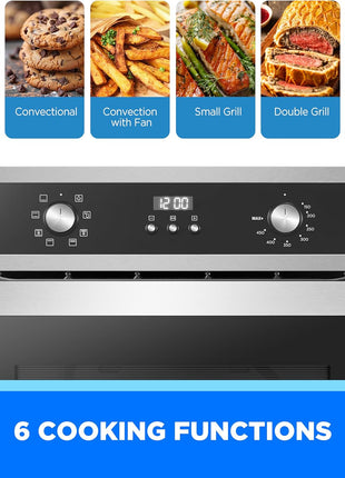 Midea 24" Single Electronic Wall Oven, 2.5 Cu. Ft.-Capacity, Built-in Oven with 8-in-1 Cooking Modes, Stainless Steel